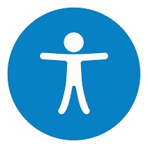 Image of a person in white over a blue circle